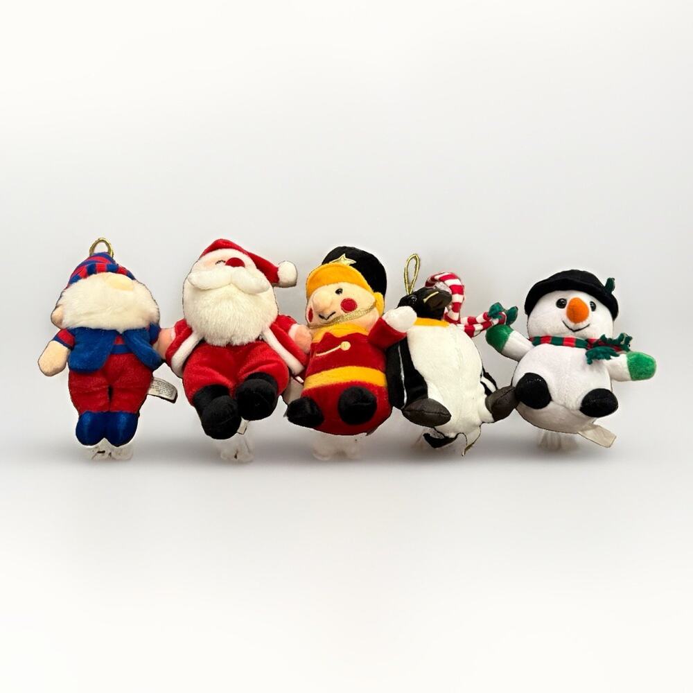 Lot Of 5 Vintage Chosun International Ornaments Plush 5” Toy Age 3 And Up